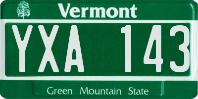 VT license plate YXA143