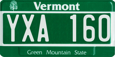 VT license plate YXA160