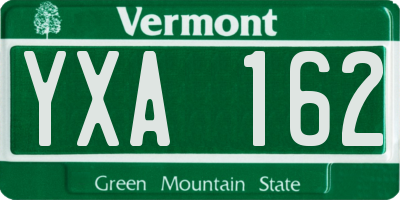 VT license plate YXA162