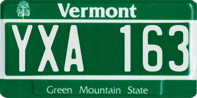 VT license plate YXA163