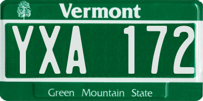 VT license plate YXA172