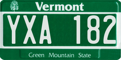 VT license plate YXA182