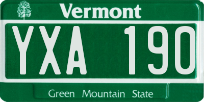 VT license plate YXA190