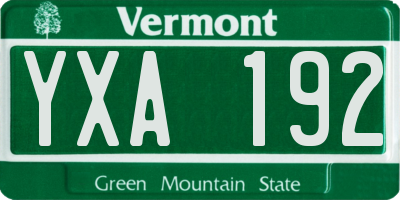 VT license plate YXA192