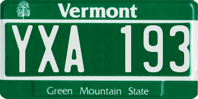 VT license plate YXA193