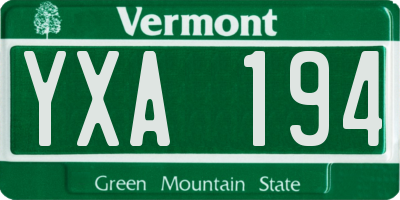 VT license plate YXA194