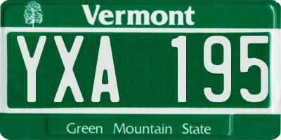VT license plate YXA195