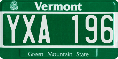VT license plate YXA196