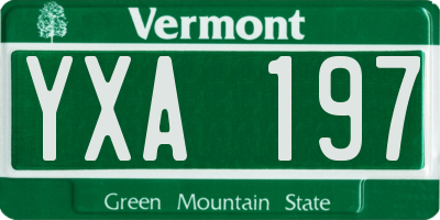 VT license plate YXA197