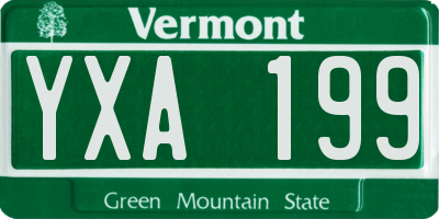 VT license plate YXA199