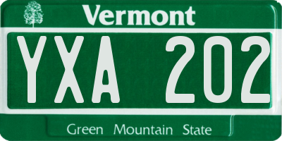 VT license plate YXA202