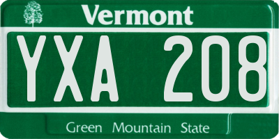VT license plate YXA208