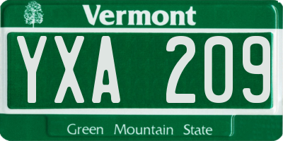 VT license plate YXA209