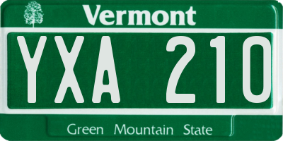 VT license plate YXA210