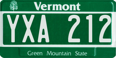 VT license plate YXA212