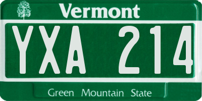 VT license plate YXA214