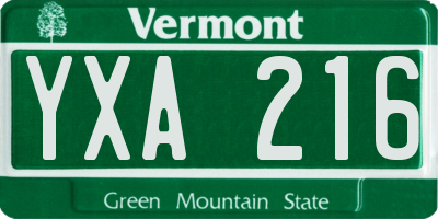 VT license plate YXA216
