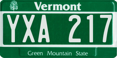 VT license plate YXA217