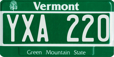 VT license plate YXA220