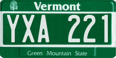 VT license plate YXA221