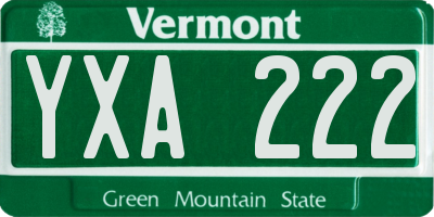 VT license plate YXA222