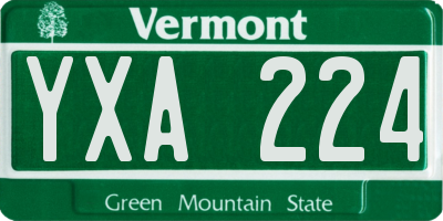 VT license plate YXA224