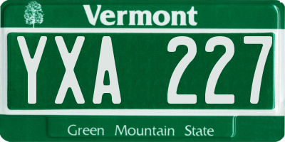 VT license plate YXA227