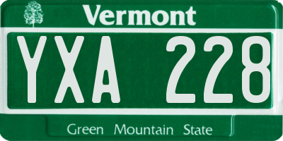 VT license plate YXA228