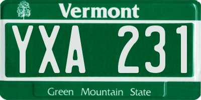 VT license plate YXA231