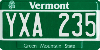 VT license plate YXA235