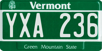 VT license plate YXA236