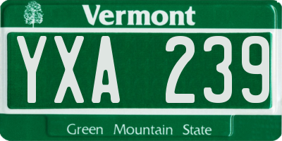 VT license plate YXA239