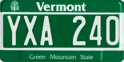 VT license plate YXA240