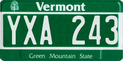 VT license plate YXA243