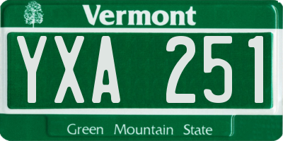 VT license plate YXA251