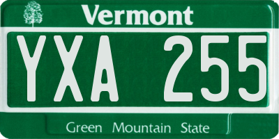 VT license plate YXA255