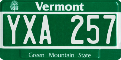 VT license plate YXA257