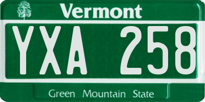 VT license plate YXA258