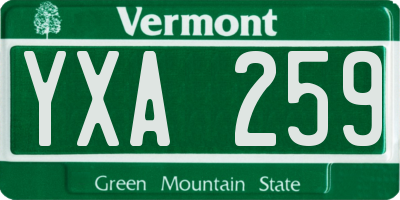 VT license plate YXA259