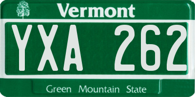 VT license plate YXA262