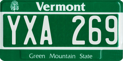 VT license plate YXA269