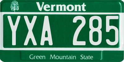 VT license plate YXA285