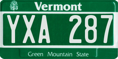 VT license plate YXA287