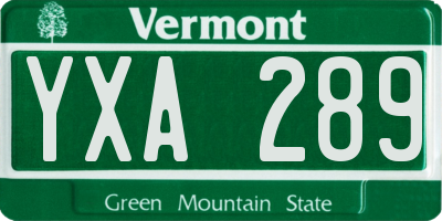 VT license plate YXA289