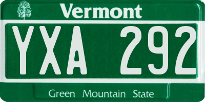 VT license plate YXA292