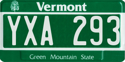 VT license plate YXA293