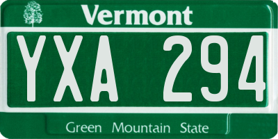 VT license plate YXA294