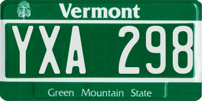 VT license plate YXA298