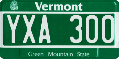 VT license plate YXA300