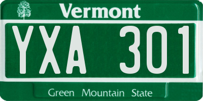 VT license plate YXA301